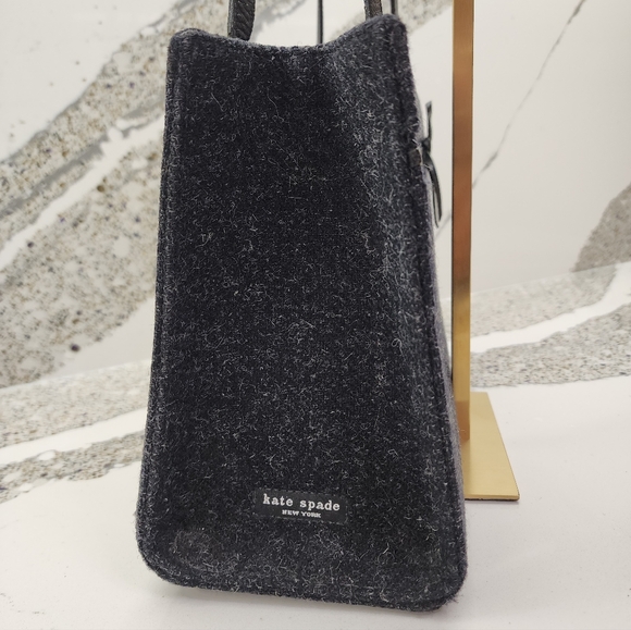 Kate Spade Wool Felt Tote Shoulder Bag Purple Floral Lining - Picture 14 of 16